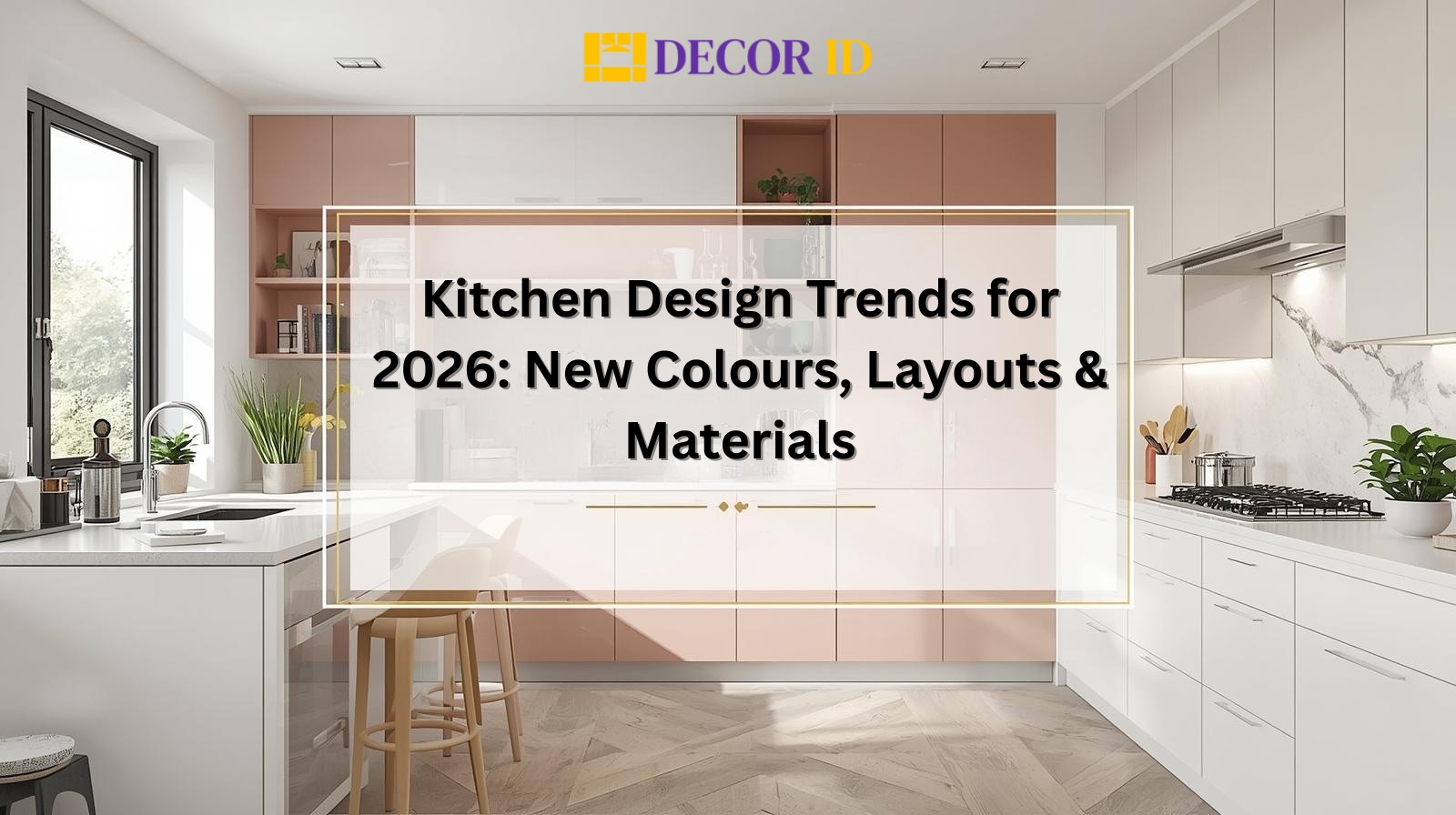 Modern kitchen interior showcasing 2026 design trends, colors, layouts, materials