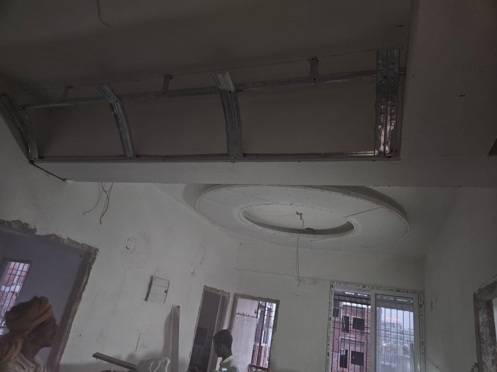 interior ceiling design with lighting effects